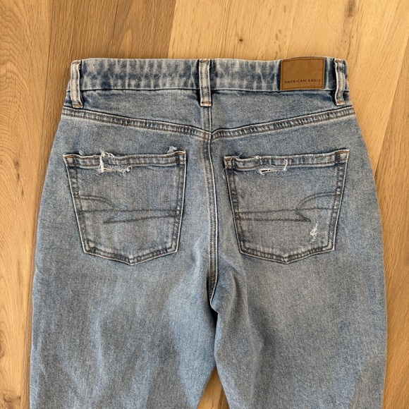 American Eagle Outfitters Blue Ripped Straight Leg Jeans - Picture 5 of 7